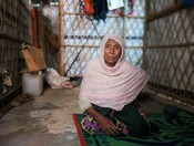Rohingya woman in her shelter