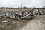 Debris of missiles in Posad-Pokrovske, Kherson region, South Ukraine